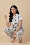 Zivame Nature Trails Knit Cotton Pyjama Set - Whisper White — thumbnail 5